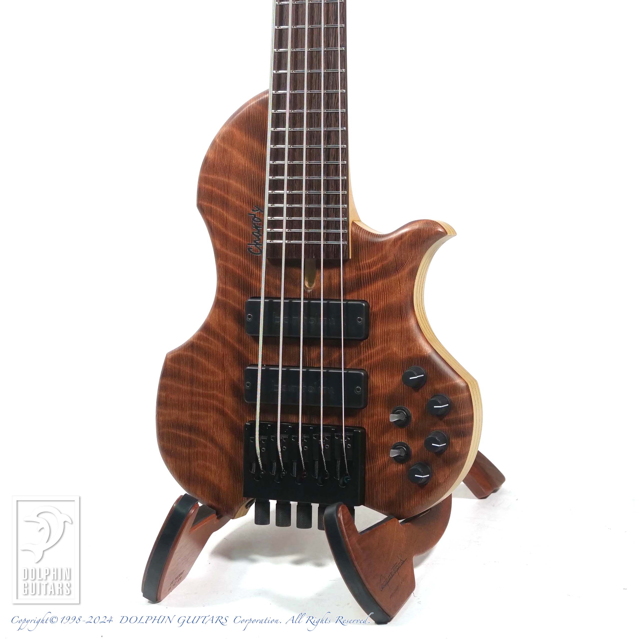 Charo's:CH-B5 Compact Headless Bass (Full Cover Flame Redwood Top / Hard Maple Neck)